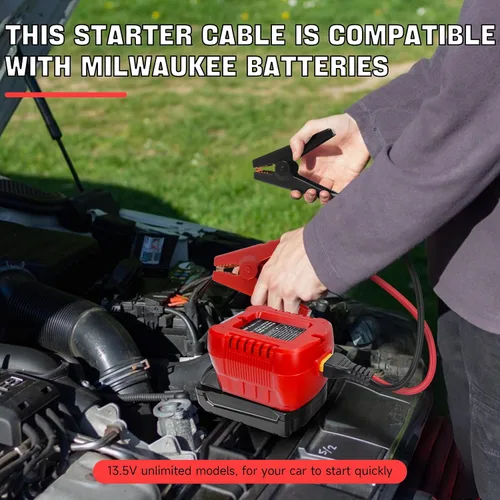 Vista 3 de Adaptador de arranque para baterías Milwaukee de 18 V/20 V, adaptador de cable de refuerzo automático de 13.5 V con luces LED, cables de salto