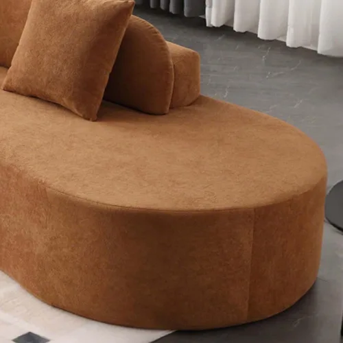 Vista 7 de Sofá modular curvado de 130.5 pulgadas para sala de estar, sofá de espuma sin hueso de 4 plazas con 3 almohadas, sofás de compresión para Marrón