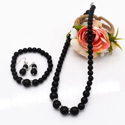 Vista 5 de CIOOU Collar de perlas de imitación para mujer, gargantilla de perlas y aretes, conjunto de joyas de boda para novia, collares de cuentas gruesas