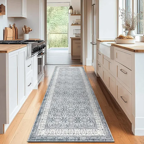 Vista 63 de jinchan Fiora - Alfombra lavable de área pequeña, alfombra de entrada floral de medio círculo de 2 x 3, tapete de media luna de pelo bajo, suave