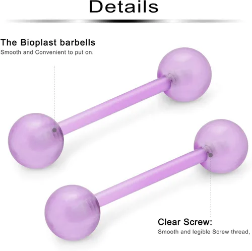 Vista 11 de Ftovosyo - Retenedor recto de aro para lengua o pezón calibre 14 G de 5/8 de pulgada (16 mm) que brilla en la oscuridad, de acrílico flexible; joyas