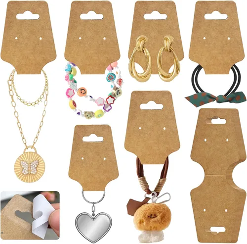 Vista 6 de 200 tarjetas de exhibición de pulsera, tarjetas para collares, tarjetas autoadhesivas de embalaje de joyería, tarjeta de venta para pequeñas Negro