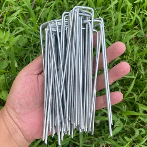Vista 4 de Estacas de jardín de acero galvanizado de alta resistencia de 6 pulgadas, grapas de sujeción para asegurar tela de malezas, tela de paisaje, hojas