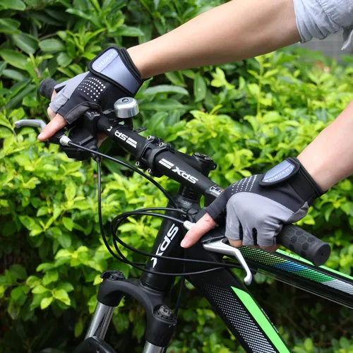 Vista 4 de LuxoBike Guantes de ciclismo de montaña para hombre Acolchado de gel SBR absorbente de golpes palma antideslizante Ultra transpirable