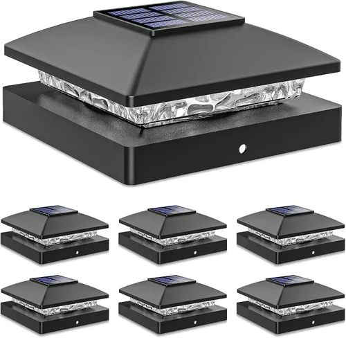 Vista 22 de Luces solares para punta de poste al aire libre 16 unidades, negras, impermeables, alimentadas por energía solar, luces de valla para cubierta