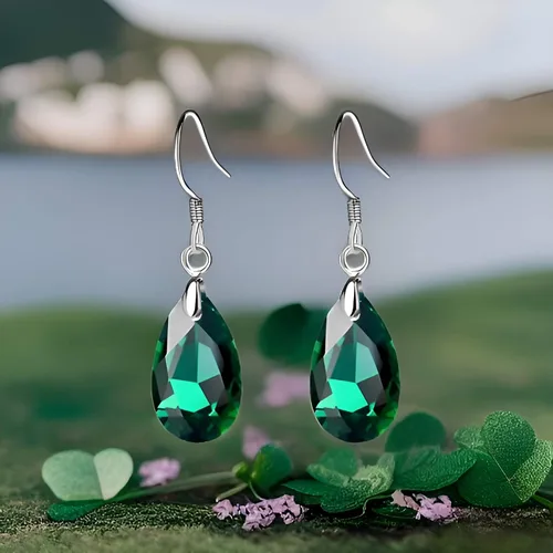Vista 70 de Aretes colgantes de cristal austriaco con forma de lágrima para mujer, joyería hipoalergénica de plata de ley 925