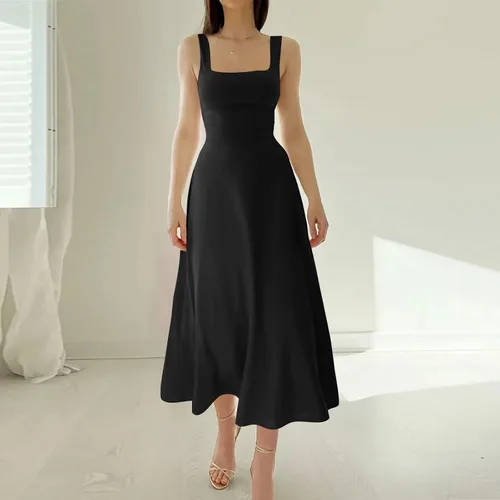 Vista 5 de Vestidos florales para mujer 2023, vestidos de cóctel sexy para fiesta de noche, elegantes vestidos de cuello cuadrado con tiras, S-2XL