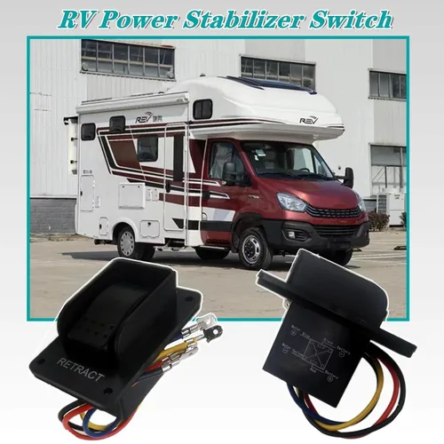 Vista 3 de 2 interruptores estabilizadores de potencia RV 387874, repuesto para componentes de remolque Lippert 12V Extender Retract para gatos estabilizadores