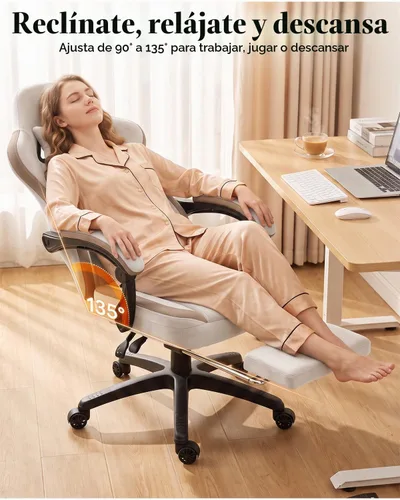 Vista 7 de Silla de juegos Dowinx con tela transpirable, silla de computadora con colchón de resorte de bolsillo, silla de oficina cómoda con almohadilla