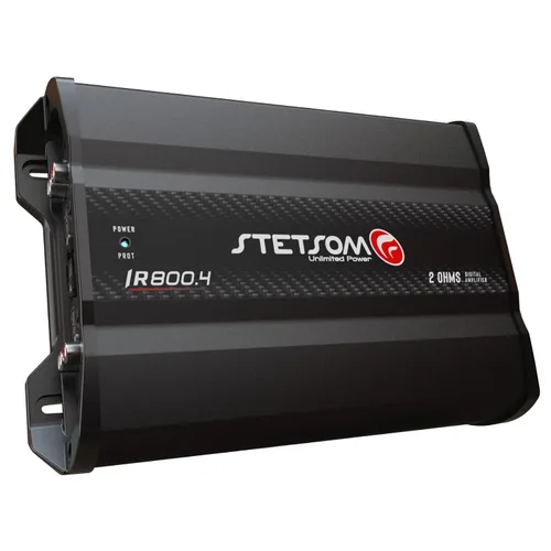 Vista 2 de Stetsom IR 800.4 compacto 2 ohmios amplificador digital multicanal 800 vatios RMS 4 canales 2Ω estable rango completo HD calidad de sonido estéreo