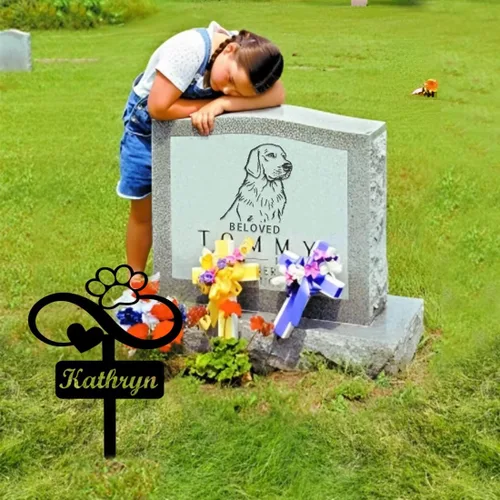 Vista 6 de Marcadores de tumbas para mascotas, marcadores conmemorativos para mascotas, placas de lápidas de metal para jardín, regalos personalizados