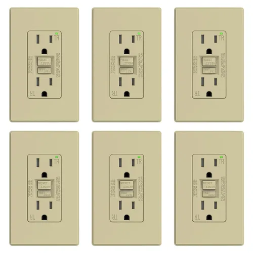 Vista 12 de ELEGRP Toma GFCI de 15 amperios, toma eléctrica GFI de autoprueba con diseño más delgado, receptáculo GFCI resistente a manipulaciones TR