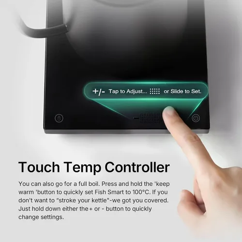 Vista 5 de TIMEMORE Fish Smart Hervidor Eléctrico de Café 600ML, Hervidor de Pico Curvo para Café y Té con Control de Temperatura Variable, Edición Hogar Negro