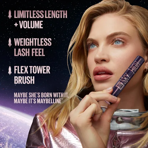 Vista 3 de Maybelline Lash Sensational Sky High - Máscara de pestañas lavable, maquillaje, voluminizadora, alargadora, definidora, rizador, fórmula acumulable