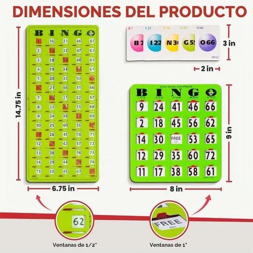 Vista 5 de MR CHIPS Juego completo de bingo con tarjetas obturadoras a prueba de atascos, edición verde de fácil lectura, 25 tarjetas de bingo reutilizables