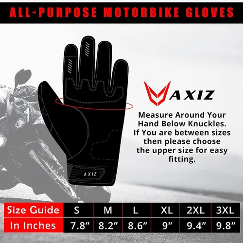 Vista 2 de AXIZ Guantes de motocicleta para hombres y mujeres, guantes de ciclismo protegidos para pantalla táctil para MTB BMX, motocross, carreras