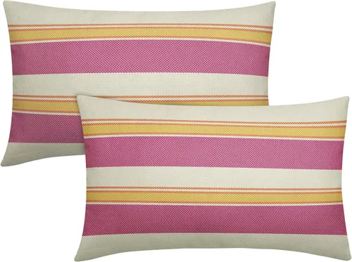 Vista 49 de Juego de 2 fundas de almohada a rayas negras y marrones de 16 x 16 pulgadas, diseño de rayas bohemias con estampado de rayas color crema, fundas