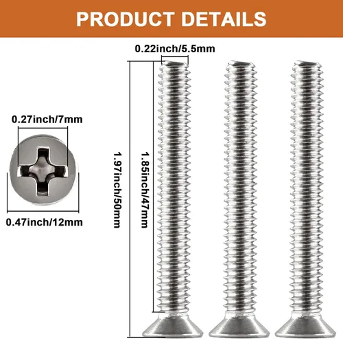 Vista 2 de Tornillos de máquina Phillips de cabeza plana 25 piezas 1/4-20 x 2