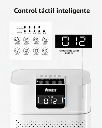 Vista 4 de Purificador de aire para habitación grande del hogar, purificador de aire HEPA VEWIOR para dormitorio cubre hasta 1800ft² con difusor de aceites