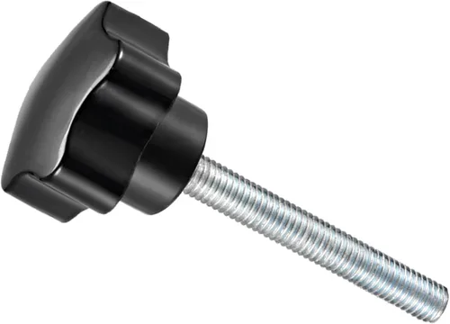 Vista 14 de Perillas de sujeción de estrella, rosca macho M5 x 0.984 in, cabeza de 0.945 in, mango de tornillo de pulgar de plástico, perno roscado, color negro
