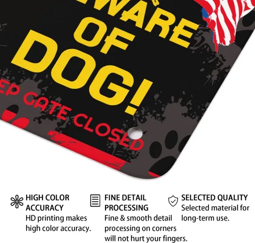 Vista 4 de BOBA BLANKET Letrero de metal con texto en inglés «Beware Of Dog» para decoración de pared, divertido cartel de arte para bar de café, 12 x 8