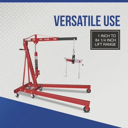 Vista 3 de Strongway Grúa con motor hidráulico con nivelador de carga, capacidad de 2 toneladas,1-82 5/8 pulgadas. rango de ascensor 82 5/8in. Lift Range