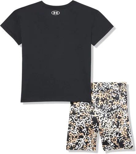 Vista 3 de Under Armour Conjunto de camiseta y pantalones cortos de manga corta de 2 piezas para niña Soft Fabric for Everyday Comfort, Breathable, Lightweight