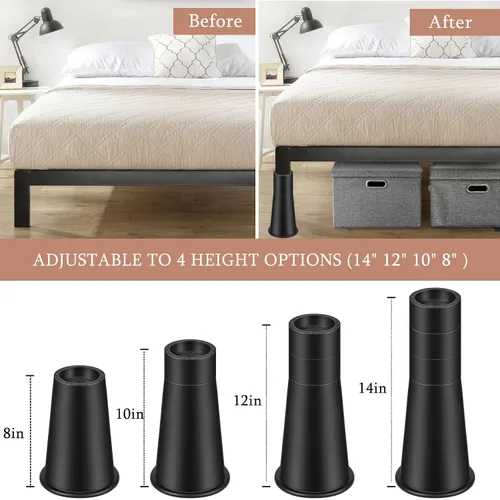 Vista 3 de shouwuhho Elevadores de Cama de 8 Pulgadas, Elevadores de Muebles Redondos Resistentes Elevan 14" 12" 8" Mesa, Patas de Escritorio, Sofá, Sillón