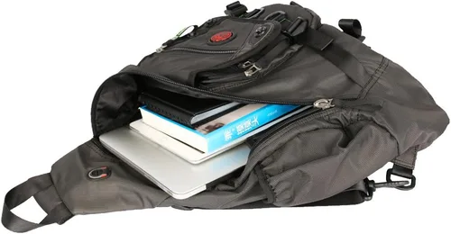 Vista 4 de bolso bandolera grande, mochila para portátil, bolso de mensajero cruzado, mochila de viaje para el hombro (A-Negro)