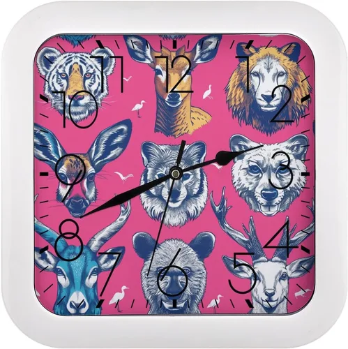 Vista 10 de 10" Square Modern Wall Clock,Art Chicken Animal Painting Print Kitchen Clocks Wall Battery Operated,Silent Non Ticking Unique Funny Cute Wall Clock
