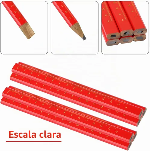 Vista 3 de MIDELONG Lápices de carpintero, lápices de grafito negro duro octogonal plano de 7 pulgadas, paquete de 6