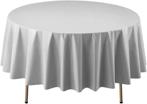 Vista 24 de Party Essentials Mantel redondo de plástico desechable de 84 pulgadas, 3 unidades, color negro