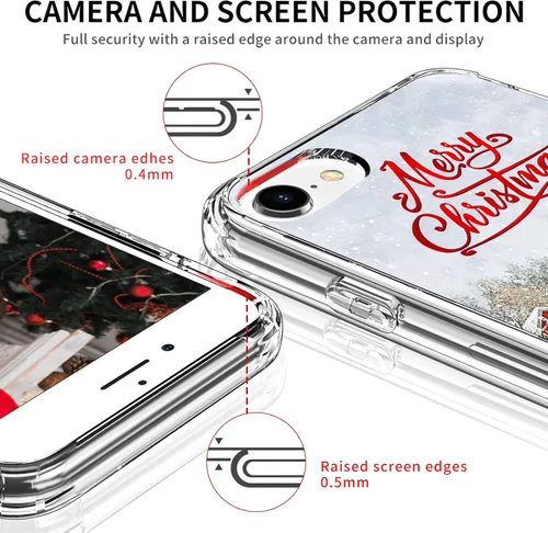 Vista 3 de Newseego Funda de Navidad para iPhone SE 2020/iPhone 7/8, serie a prueba de golpes, anti-amarillo, TPU Bumper Funda protectora suave para iPhone
