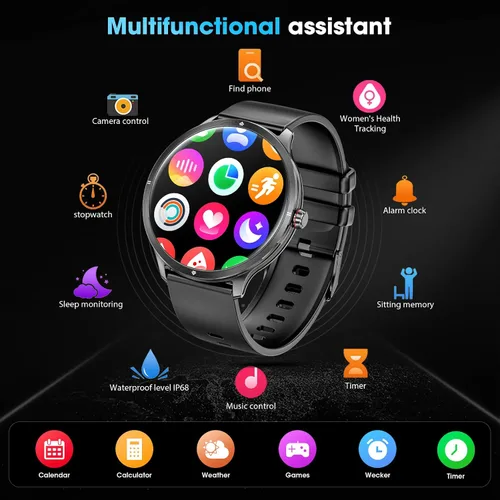 Vista 6 de Reloj inteligente, reloj inteligente AMOLED de 1.75 pulgadas para hombres y mujeres (respuesta/hacer llamadas), rastreador de actividad física