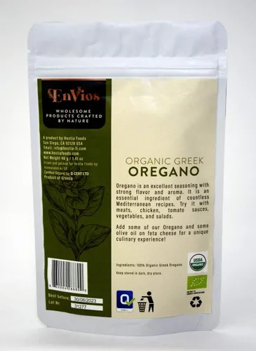 Vista 2 de Orégano griego, orgánico, hierba de hoja suelta 40 g / 1.41 oz recogida a mano seca naturalmente