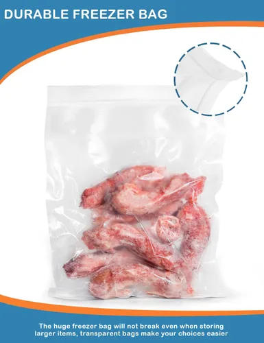 Vista 5 de Paquete de 12 bolsas de plástico grandes para almacenamiento, bolsas transparentes para congelador de 5 galones de 18 x 24 pulgadas, bolsas