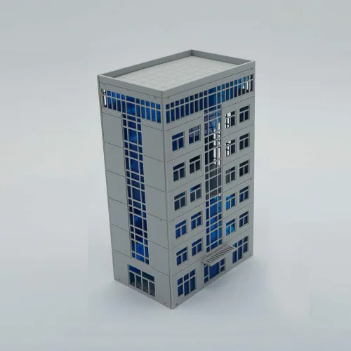 Vista 2 de Outland Models Diseño de paisaje ferroviario Edificio de oficinas moderno Escala N