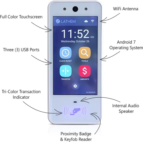 Vista 7 de Sistema de reloj de tiempo Wi-Fi sin contacto Lathem (PCEXPRESS)