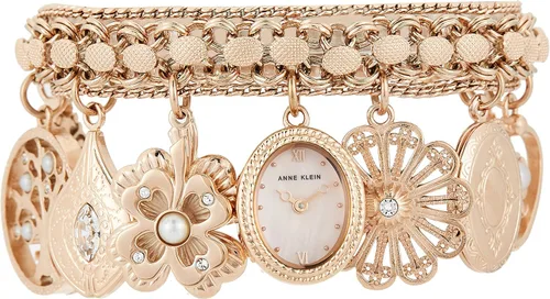 Vista 9 de Anne Klein Reloj de pulsera con dije acentuado de cristal prémium para mujer
