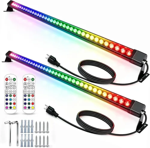 Vista 9 de Luz de pared RGB para exteriores, enchufable, 120 V, 4 pies, IP67, control remoto RF, 1 paquete