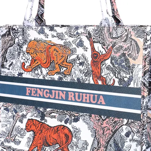 Vista 7 de FENGJINRUHUA Bolso de mano pintado de lujo grande de moda para mujer, bolsos de hombro de cuero, bordado de capacidad, bolso retro exquisito