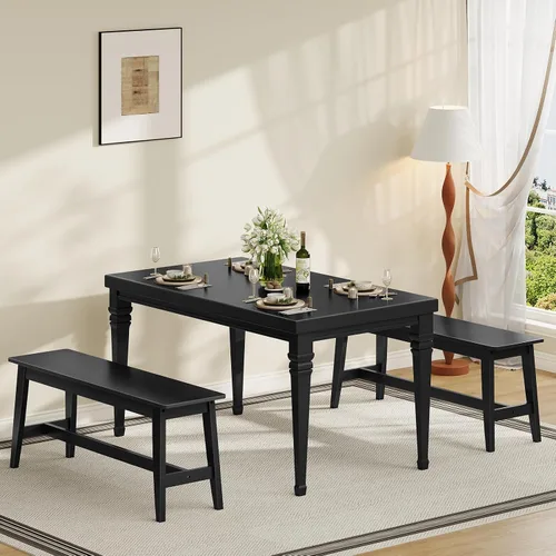 Vista 2 de HOOBRO Banco de comedor de bambú de 39.3 pulgadas, banco de mesa de cocina de granja, muebles de cocina y sala de estar, fácil de montar, resistente