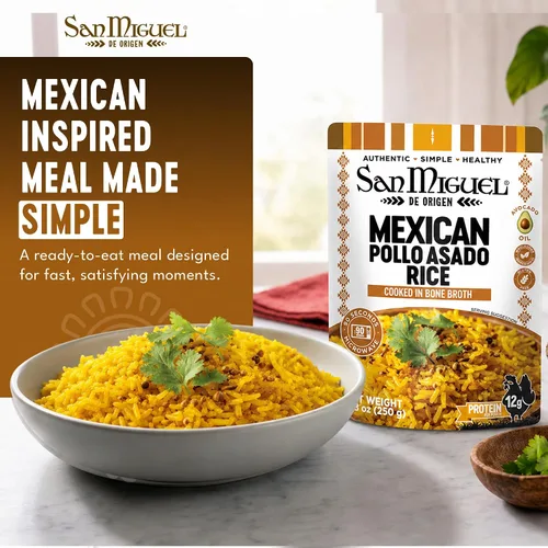 Vista 2 de San Miguel Microondas Pollo Asado Arroz, 0.42 oz Proteína