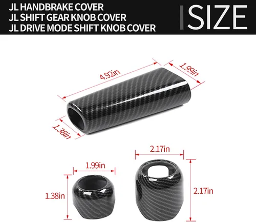 Vista 4 de Funda para Freno de Mano + Tapa del Pomo de Cambio + Tapa del Pomo de Cambio del Modo de Conducción Compatible con Jeep Wrangler JL JLU 2018-2025