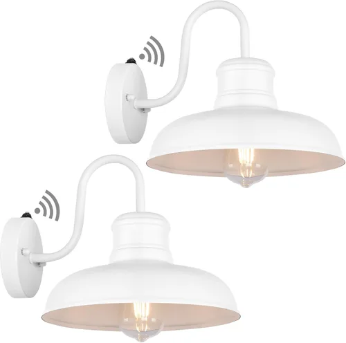 Vista 11 de TOBUSA Pack de 2 Luces de Pared Exteriores de Anochecer al Amanecer, Luz de Granja al Aire Libre de Cuello de Cisne, Luz de Granero Vintage Blanca
