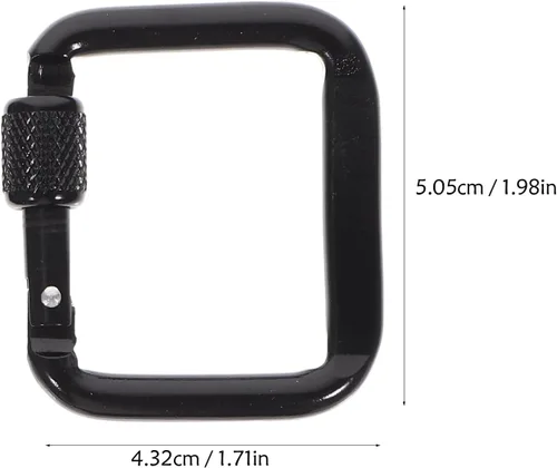 Vista 5 de Toddmomy Mosquetones de hebilla para exteriores, clips de metal cuadrados de 1.98 x 1.57 x 0.27 pulgadas, paquete de 6 llaveros para acampar