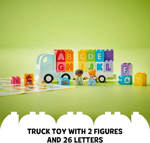 Vista 4 de LEGO DUPLO - Juguete de camión del alfabeto de la ciudad, juguetes educativos y de aprendizaje para niños y niñas en edad preescolar, a partir de 2