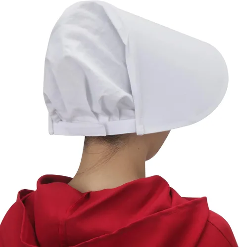 Vista 7 de Handmaid - Disfraz de cosplay de color rojo capa roja con capucha y gorro blanco para fiesta de Halloween Rojo