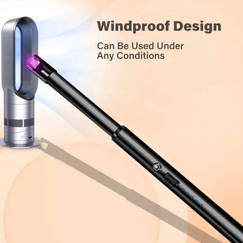 Vista 5 de Encendedor de velas eléctrico, resistente al viento, recargable por USB, sin llama, cuello largo, para velas, estufa de gas, chimenea, barbacoa
