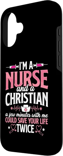 Vista 2 de iPhone 16 Christian Nurse Jesus God Funny Nursing RN LPN CNA - Funda para mujer